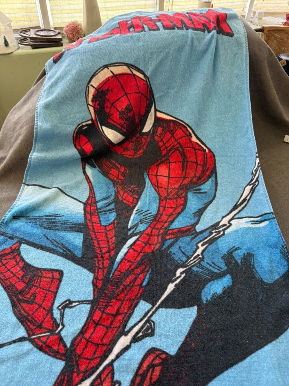 Marvel Spider-Man Cotton Beach Towel Red & Blue Web-Slinger Design 28" x 58"